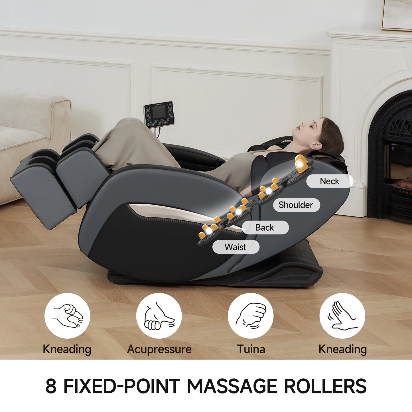 Zero Gravity Massage Chair, Shiatsu Massage Relaxation Recliner with Heating and Bluetooth, Black