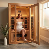 Dynamic Infrared Saunas 4 - Person Indoor Bluetooth Compatible FAR Infrared Sauna in Cedar — Lifestyle