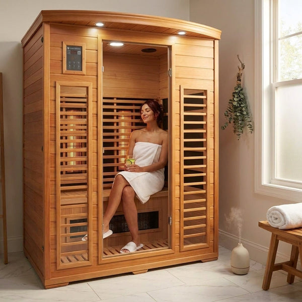 Infrared Sauna Built for Home Wellness, 4-Person Cedar Construction, Bluetooth Compatible, 9 Heaters