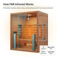 FAR Infrared Sauna Designed for Home Wellness, 4-Person Cedar Construction, Bluetooth Compatible, 9 Heaters — How It Works