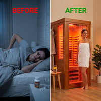 Infrared Sauna with Fda-Certified 660Nm & 850Nm Red Light Therapy | Full Spectrum, 1.4 Mg Ultra Low EMF, Fast Heat-Up, Canadian Hemlock, 7 Carbon Fiber Heaters, Easy Assembly, 1170W 110V — Before & After